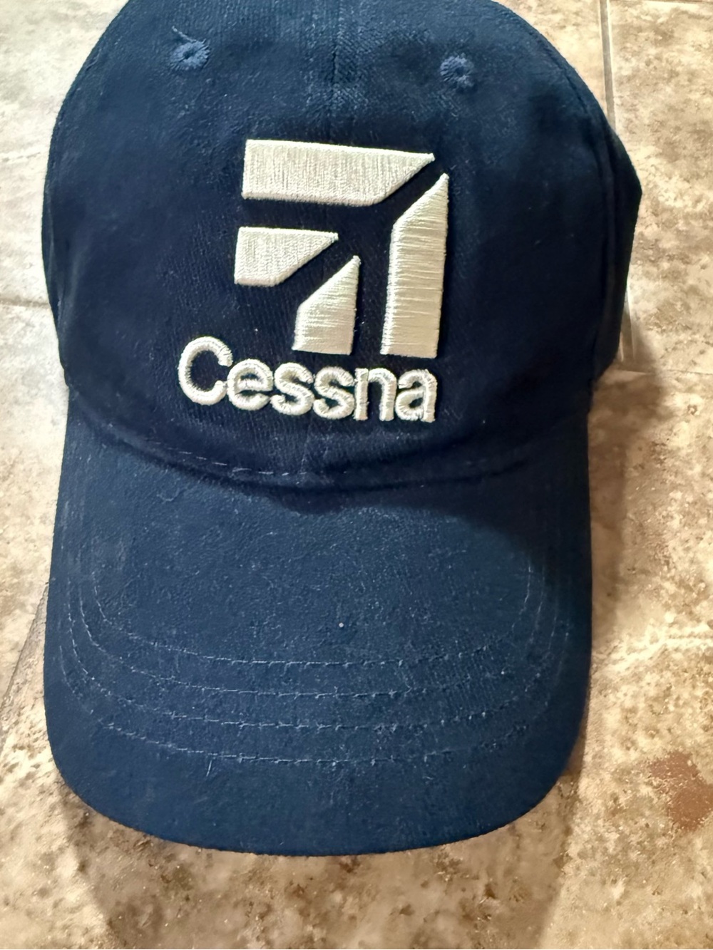 “Cessna” Navy Blue Embroidered Baseball Cap